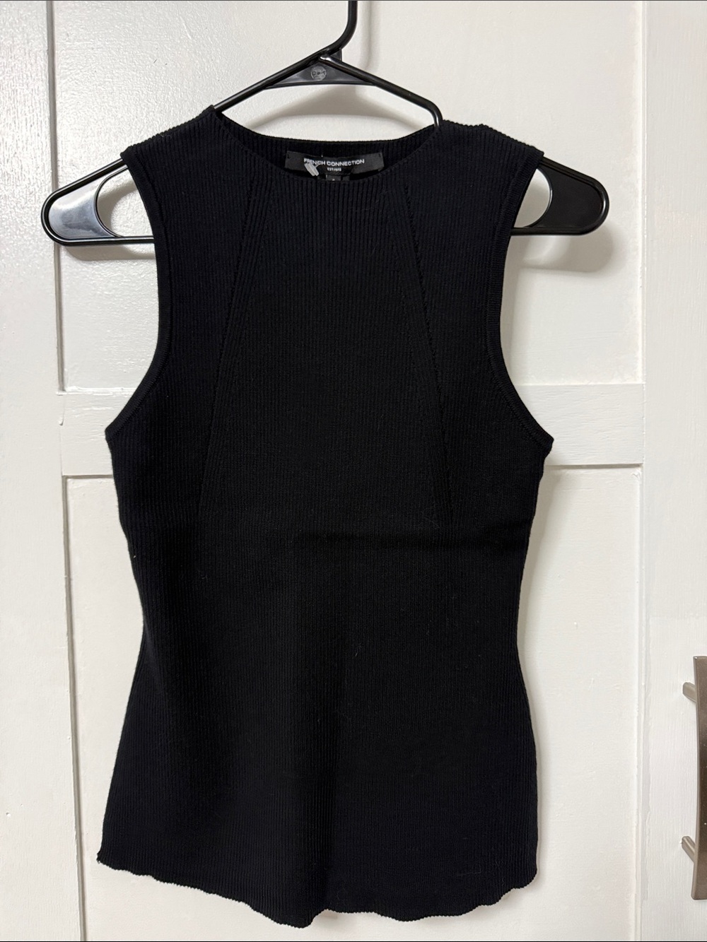 French Connection Black Ribbed Sleeveless Tank